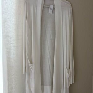 LOFT Women's Cream Open-Front Cardigan